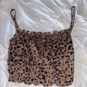 SHEIN Tan and Black Ruched Camisole with Spaghetti Straps